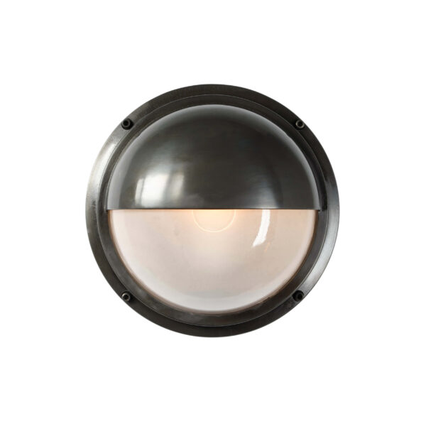 Davey Lighting Brass Bulkhead With Eyelid Shield, Weathered Brass