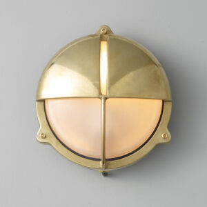 Davey Lighting Brass Bulkhead With Eyelid Shield, Natural Brass