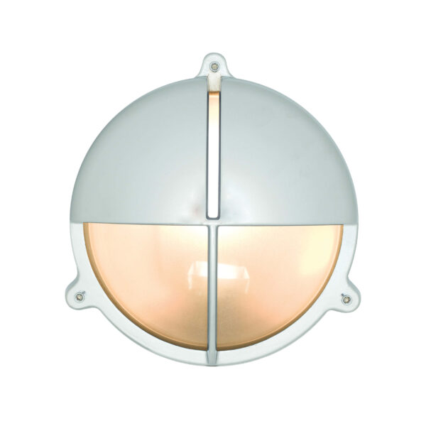 Davey Lighting Brass Bulkhead With Eyelid Shield, Chrome Plated