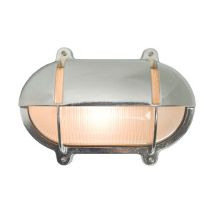 Davey Lighting Oval Brass Bulkhead With Eyelid Shield, Medium Chrome Plated