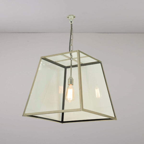 Davey Lighting Quad Pendant, Internally Glass, Large, Satin Nickel, Clear Glass