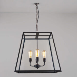 Davey Lighting Quad Pendant, XL and 4 Lamp Holders, Weathered Brass, Clear