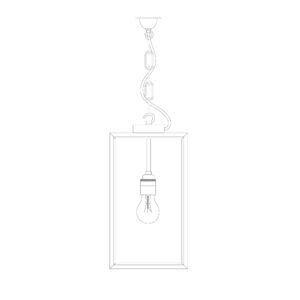 Davey Lighting Small Square Pendant, Closed Top, Weathered Brass, Frosted