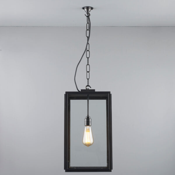 Davey Lighting Square Pendant, Ext Glass, Closed Top, Weather Brass, Clear