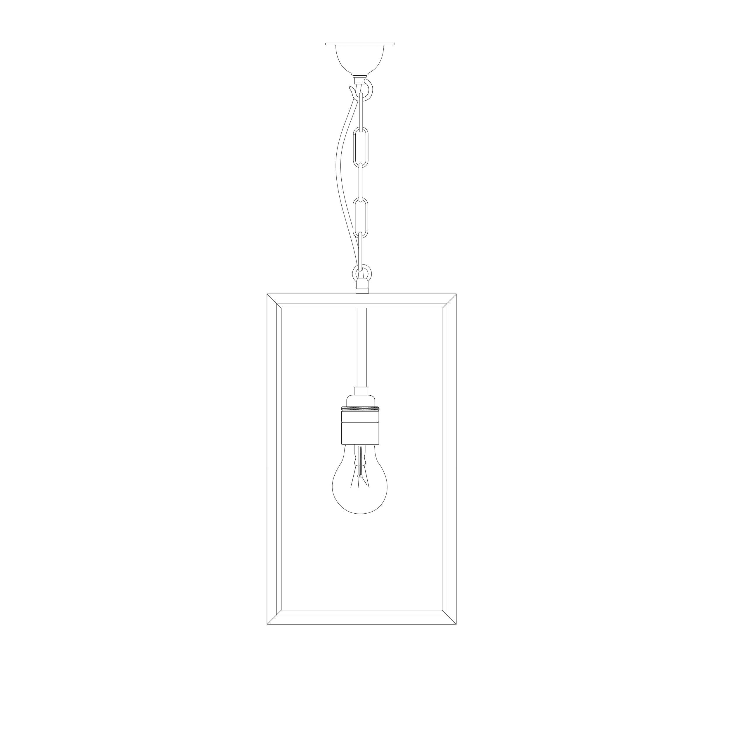 Davey Lighting Small Square Pendant, External Glass, Weather Brass, Frosted
