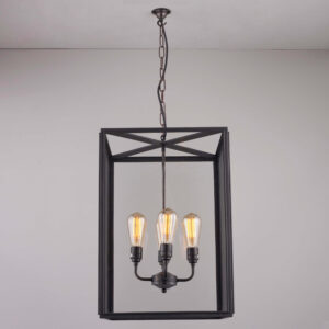 Davey Lighting Extra Large Square Pendant with 4 L/holders, Weathered Brass