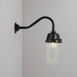 Davey Lighting Dockside Wall Light, No Reflector, Black, Clear Glass