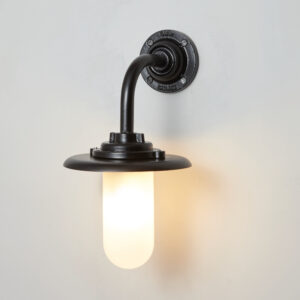 Davey Lighting Exterior Bracket Light, 60W, Round, Painted Black, Frosted