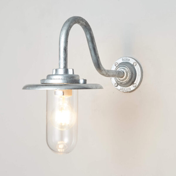 Davey Lighting Exterior Bracket Light, 60W, Swan Neck, Galvanised, Clear