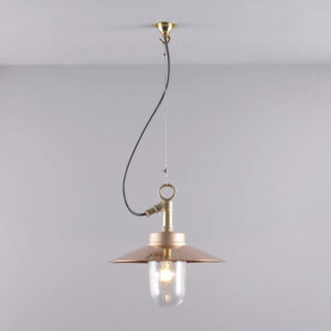 Davey Lighting Well Glass Pendant With Visor 7680 IP44, Bronze & Clear Glass