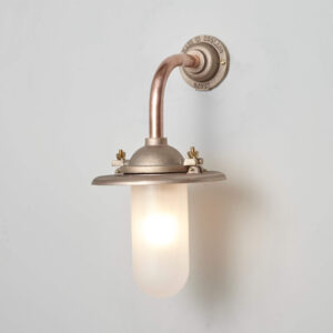 Davey Lighting Exterior Bracket Light, Angled, Round 7685, Bronze & Frosted Glass