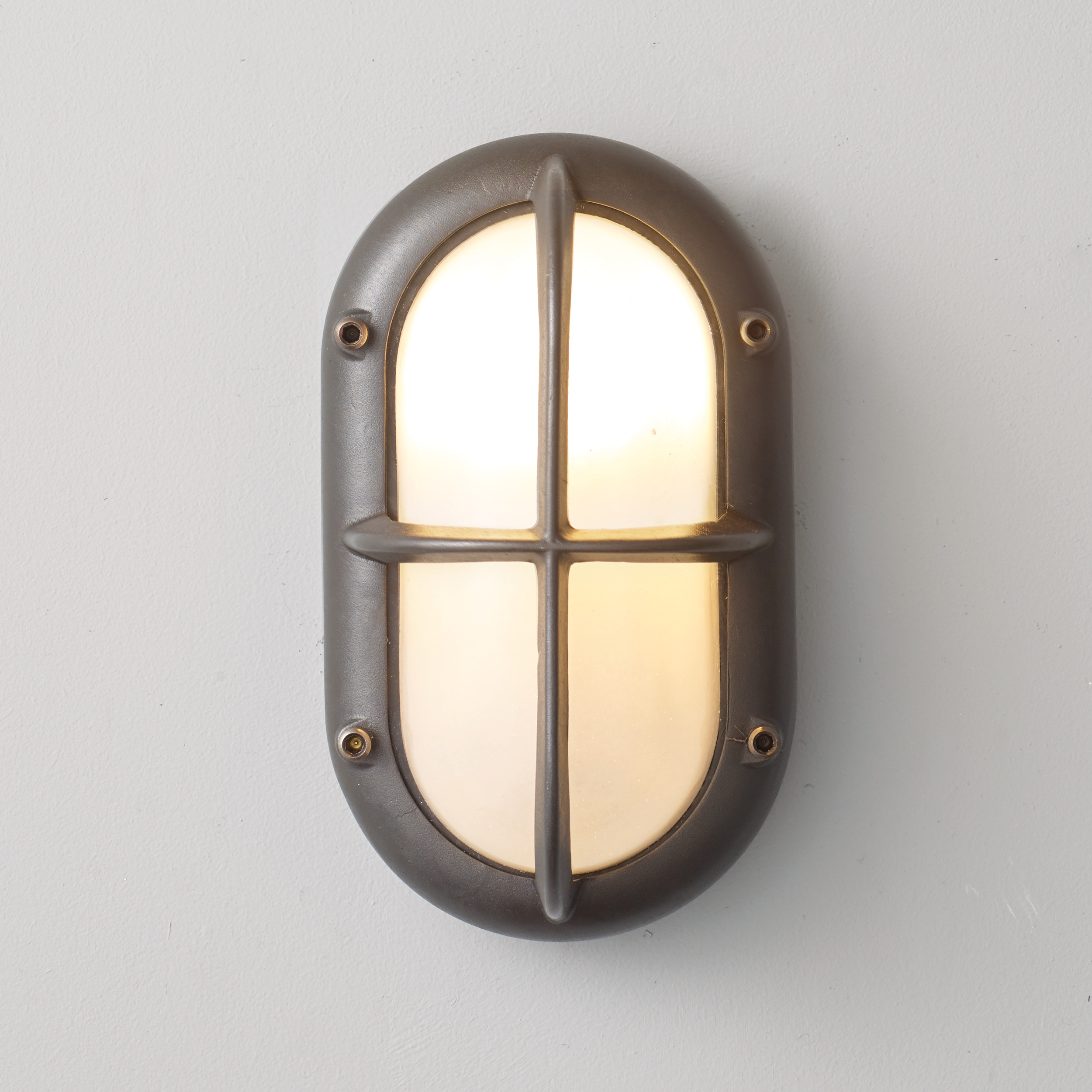 Davey Lighting Small Exterior Bulkhead Fitting, Weathered Brass