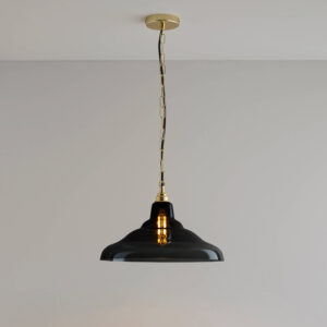 Davey Lighting Glass school light, size 2 pendant, Anthracite + Brass