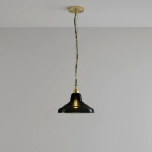 Davey Lighting Glass school light, Size 1 pendant, Anthracite + Brass