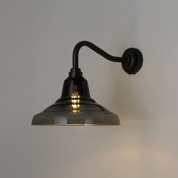 Davey Lighting Glass school wall light, size 1, Anthracite + Weathered