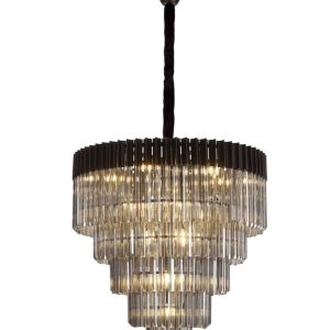 Chelsea Sculpted Glass Nickel Smoke Drop Chandelier