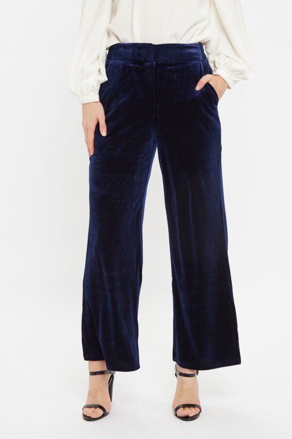 Elina Velvet Straight Leg Trouser - Navy