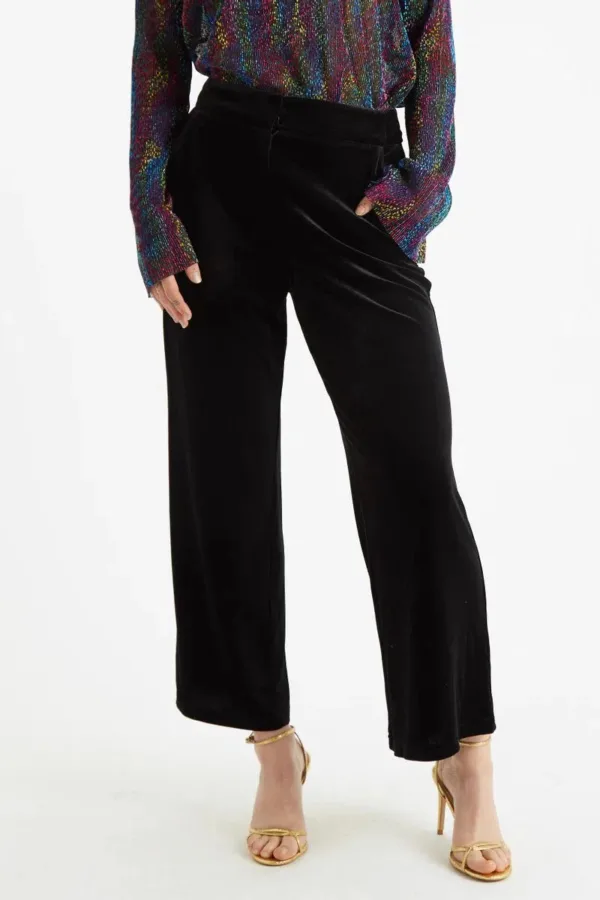 Elina Velvet Straight Leg Trouser Black