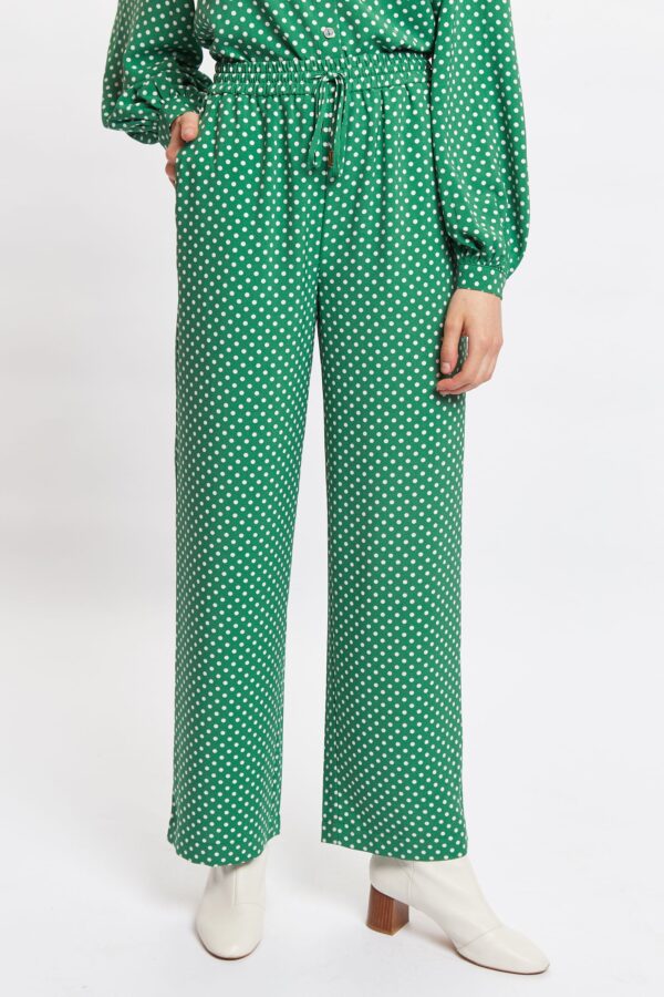 Louche Emmanuella Polka Dot Print Pull On Trouser