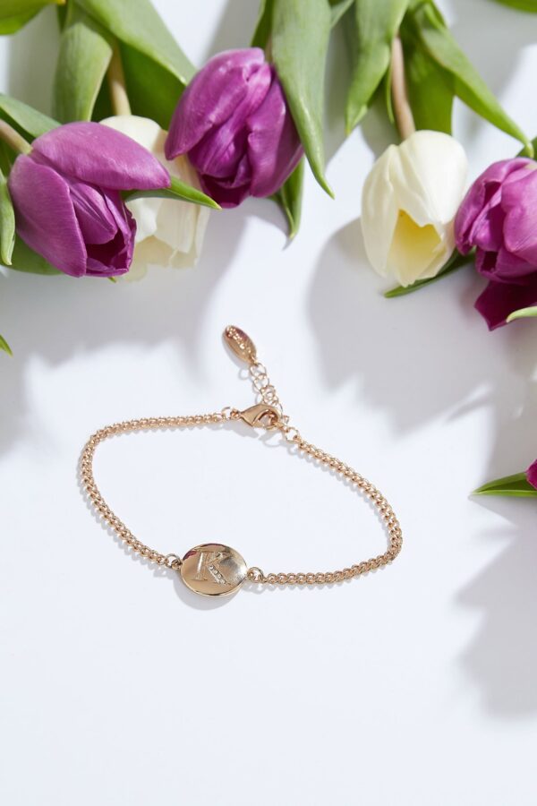 Louche Emily Personal Letter Disc Bracelet Gold