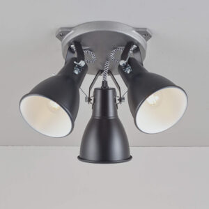 Original BTC Stirrup Triple Ceiling Light, Black