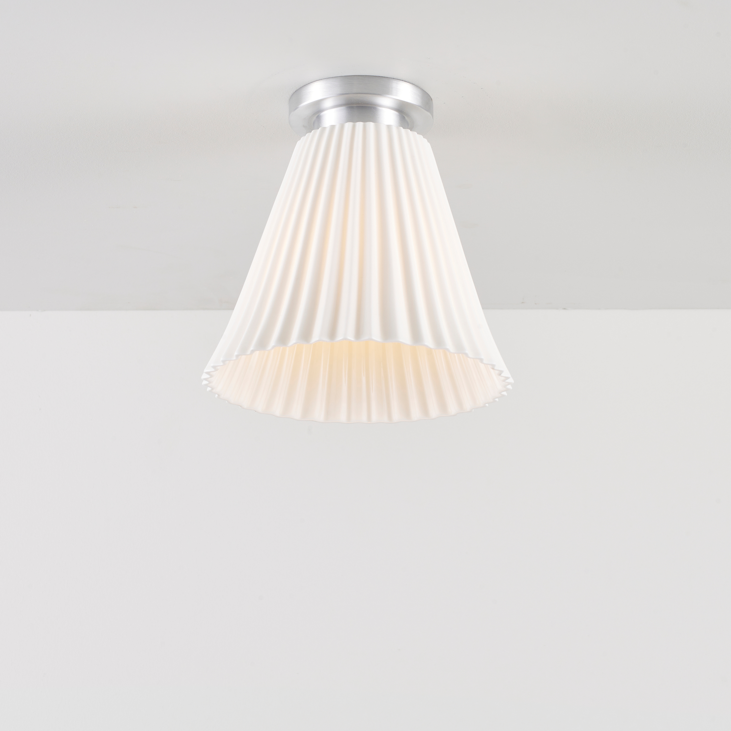 Original BTC Hector Large Pleat Ceiling Light, Brushed Aluminum