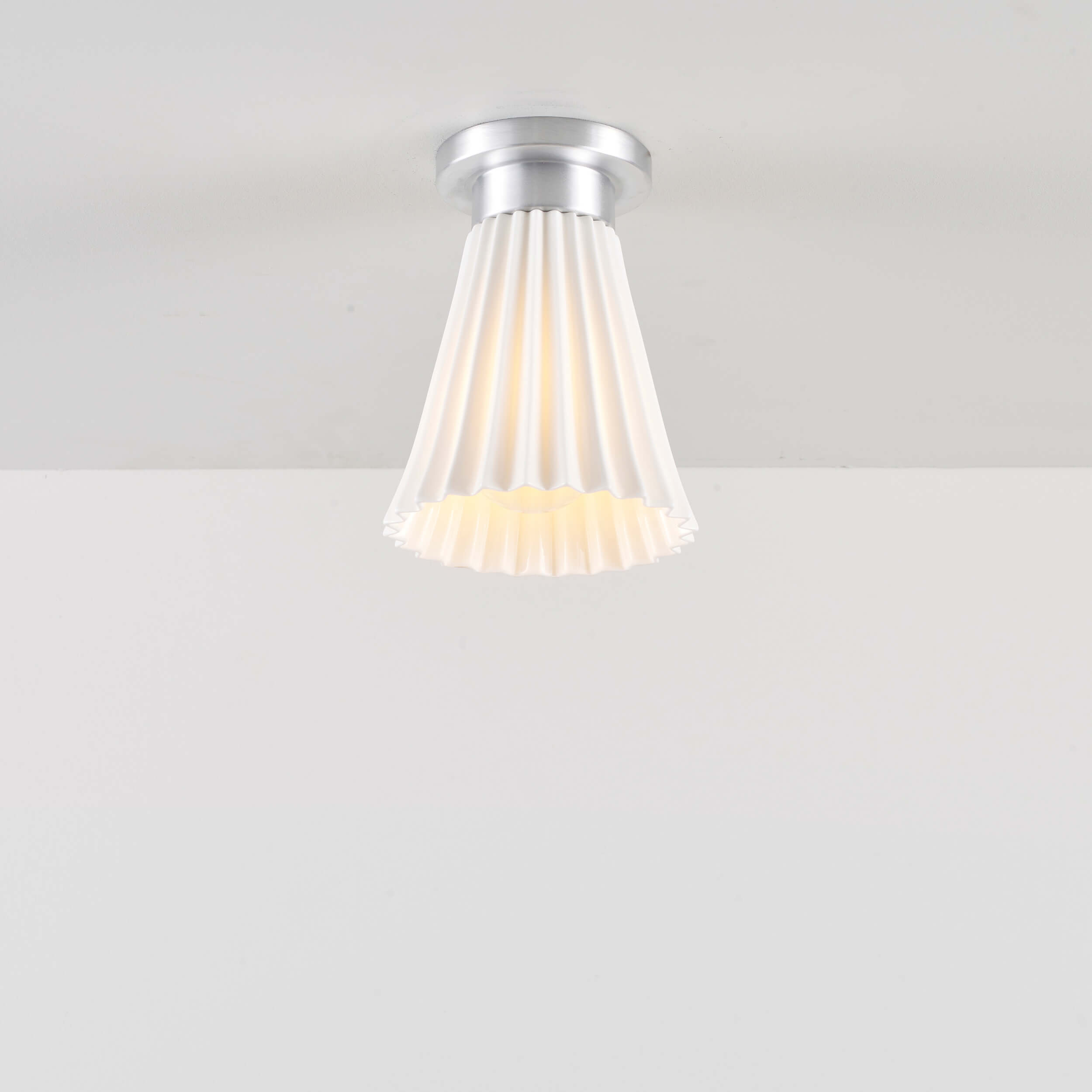 Original BTC Hector Medium Pleat Ceiling Light, Brushed Aluminum