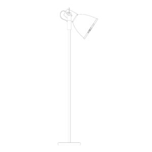 Original BTC Stirrup 3 Floor Light with Etched Glass, Black