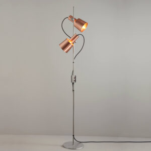 Original BTC Chester Floor Light, Satin Copper, Black Braided Cable