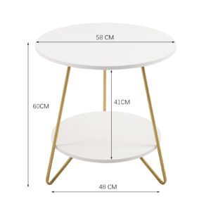 Chic 58 cm Two-Tier Round Coffee Table with Gold Frame