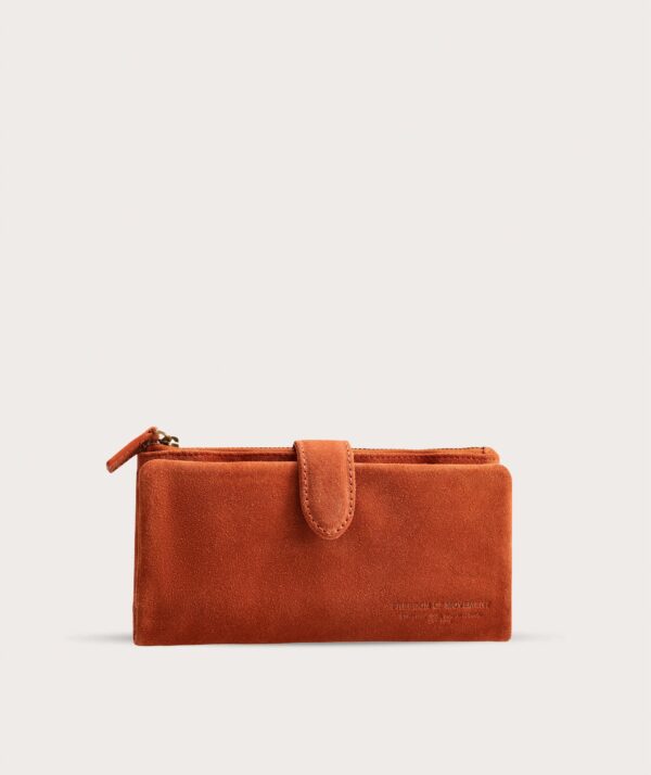 Ladies Clip Wallet - Rust Suede