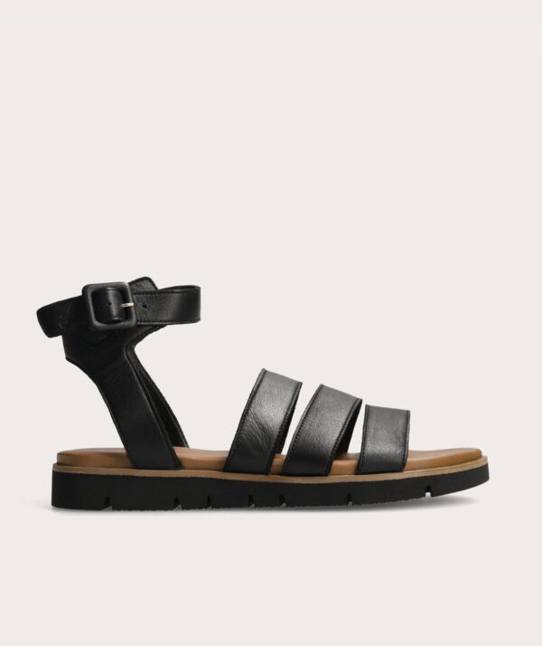 Ladies Triple Strap Sandal - Black