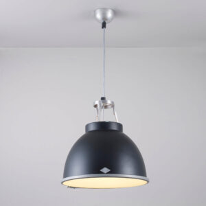 Original BTC Titan Size 1 Pendant Light, Black with Etched Glass