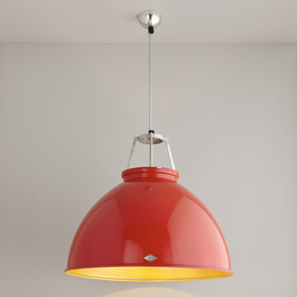 Original BTC Titan Size 5 Pendant Light, Red/Gold Interior