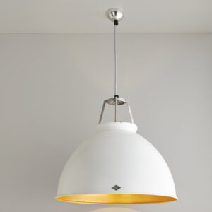 Original BTC Titan Size 5 Pendant Light, White/Gold Interior