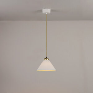 Original BTC Cobb Small Plain Pendant Light, Natural with Satin Brass
