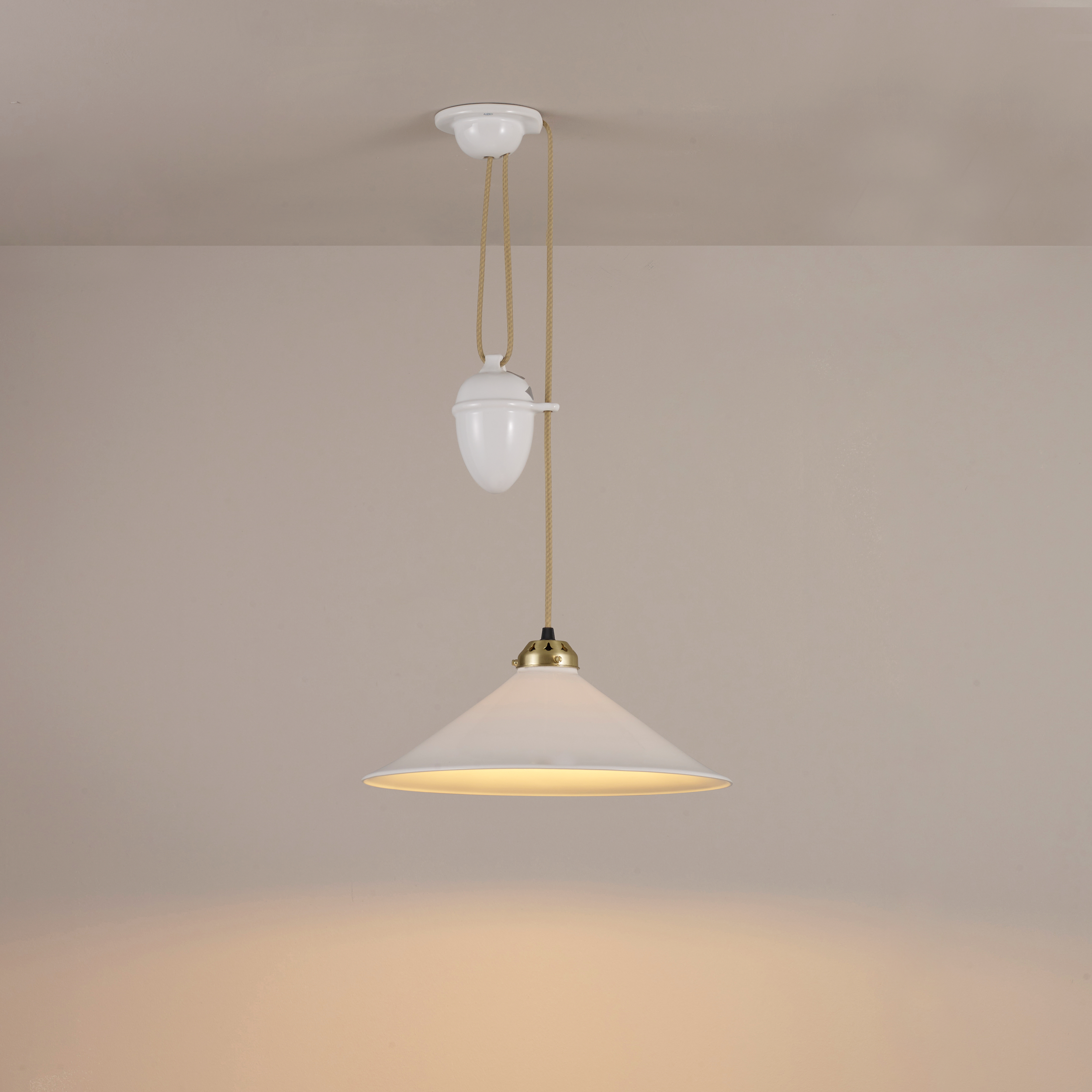 Original BTC Cobb Rise & Fall Large Pendant Light, Natural with Satin Brass