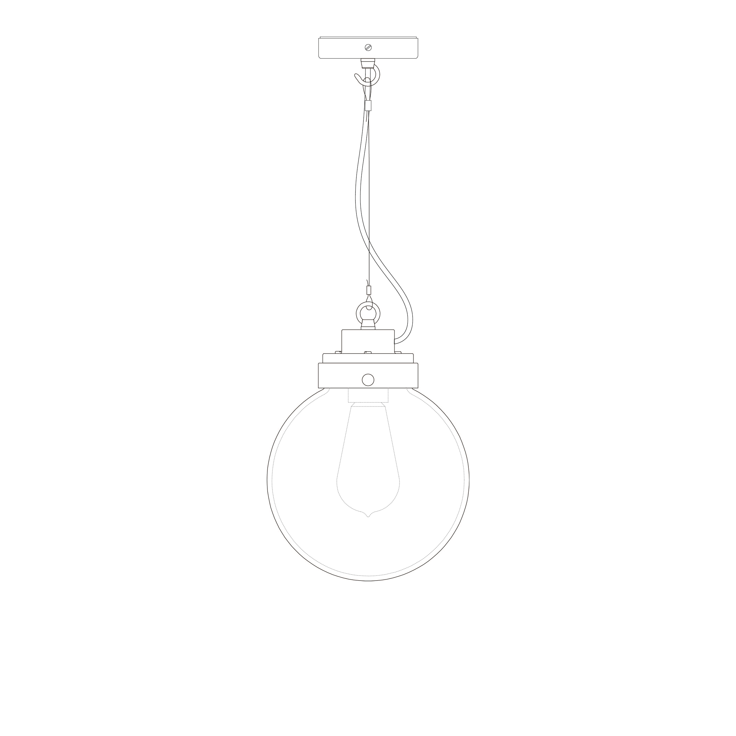 Original BTC Small Globe, Clear Seedy and chrome with black & white braided cable