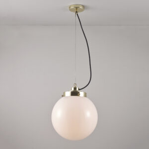 Original BTC Medium Globe, Opal and brass with black braided cable