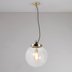 Original BTC Medium Globe, Seedy Clear and Brass with black braided cable