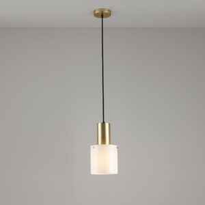 Original BTC Walter Brass Pendant, Size 1, Opal Glass