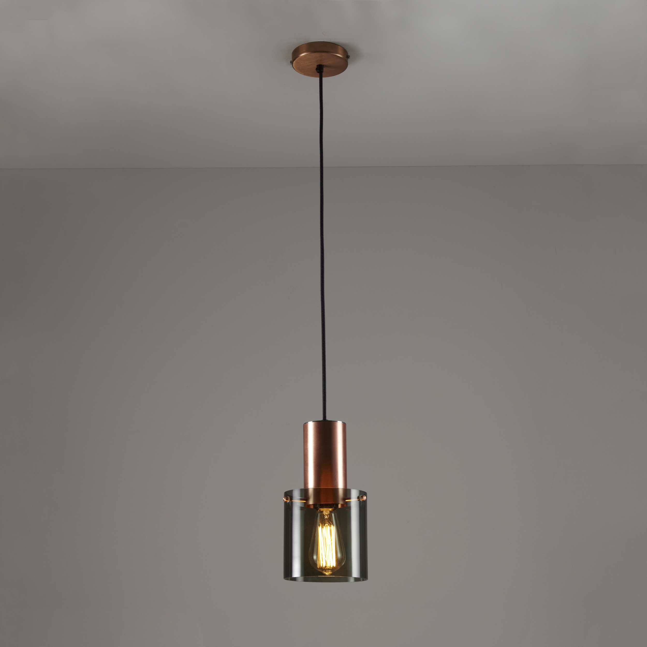 Original BTC Walter Copper Pendant, Size 1, Anthracite