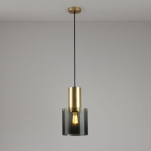 Original BTC Walter Brass Pendant, Size 2, Anthracite Glass