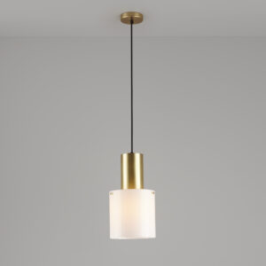 Original BTC Walter Brass Pendant, Size 2, Opal Glass