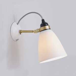 Original BTC Hector 30 Wall Light, Satin Brass, Natural, with Grey Cable