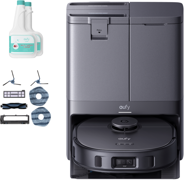 eufy X10 Pro Omni + 2 bottles of eufy Floor Cleaning Solution+Replacement Parts Kit Black