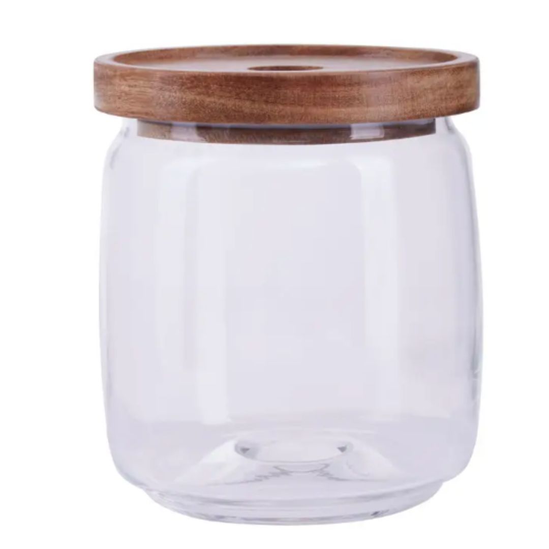 Glass Storage Jar With Wooden Lid 860ml - Funky Chunky Furniture