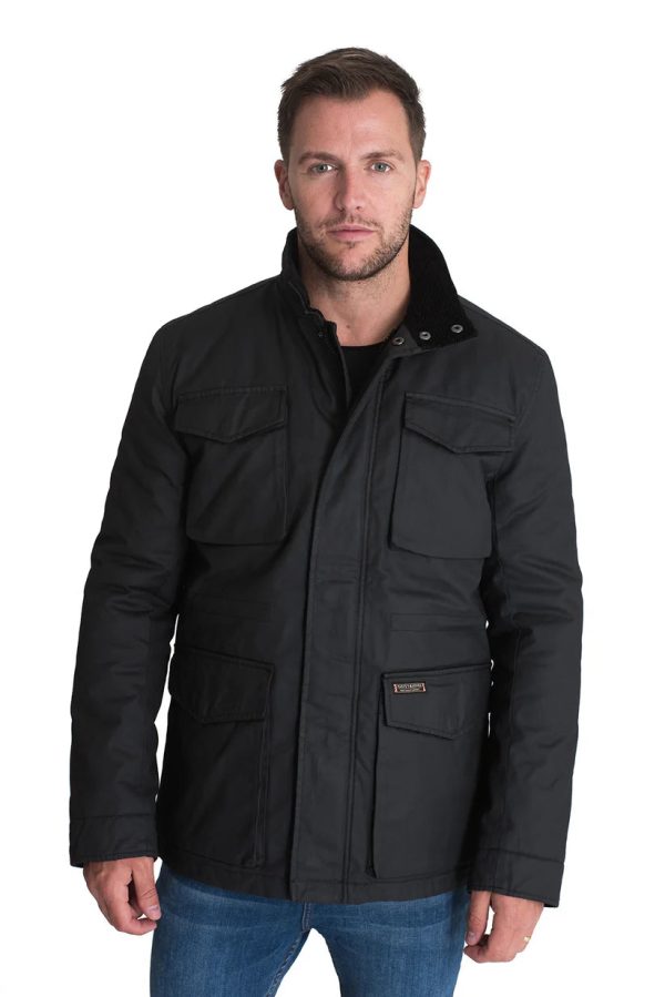 Classic Black Waxed High Neck Jacket