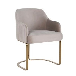 Brass & Mink Velvet Chair