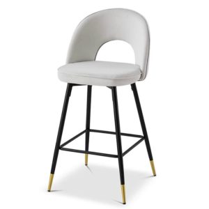 Grey Matte Velvet Barstool